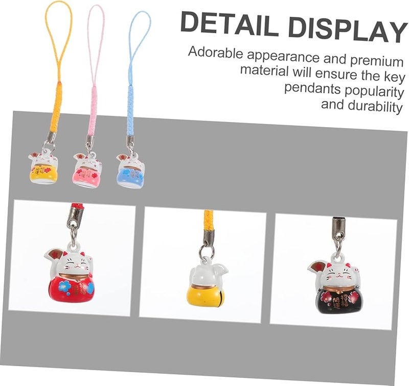 Healifty 5Pcs Copper Lucky Cat Bell Pendants Charm for Phone Keychain Bag Decor - Image 5
